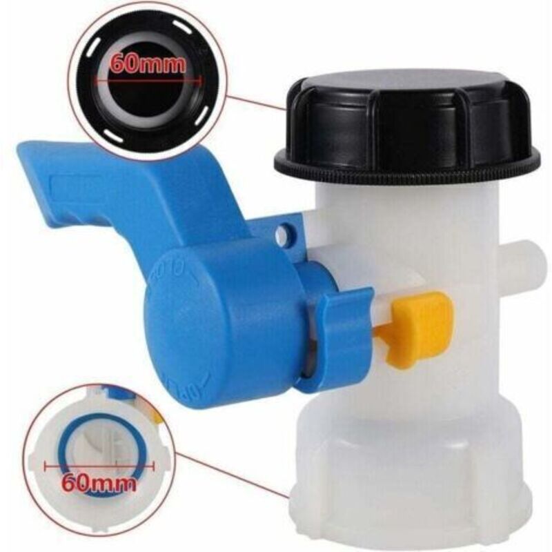 Adapter Ibc 60 Mm Auf 60 Mm Vanne Cuve 1000l Plastique, Raccord Cuve 1000 Liter Für Reservoir Eau De Pluie, Conteneur