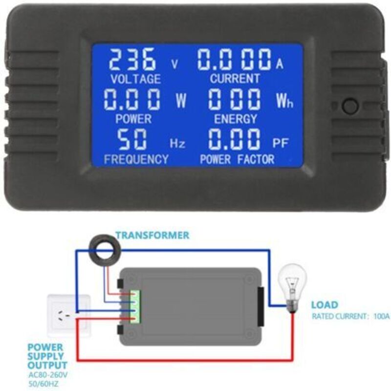 Pzem-022 Ac 100a Strom Spannung Stromstärke Leistung Energie Panel Meter Lcd Digital Display Amperemeter Voltmeter Multimeter Mit Geschlossenem Ct