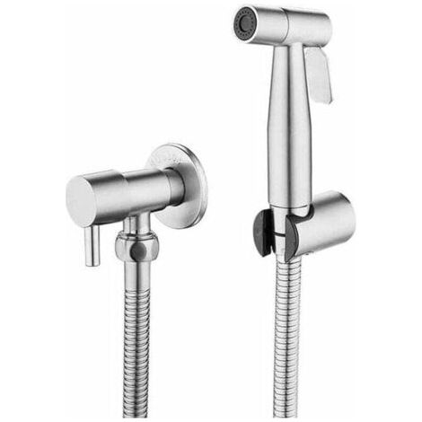 Kit Zur Pulverisierung Von Toiletten, Xu, Aus Rostfreiem 304er-edelstahl, Ohne Spitze, Booster-wasserhahn, Mit G1/2-zoll-schlauch Und T-ventil, Silber