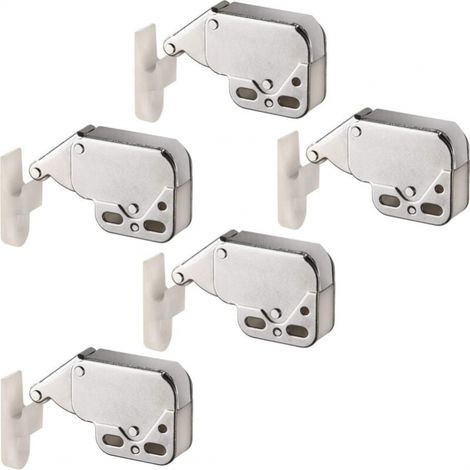 5er-pack Schranktür-federschließer, Automatischer Push-to-open-riegel Für Schrankschwingtüren, Riegel Aus Vernickeltem Stahl 37 X 29 X 11 Mm Und Kunststoffaufnahme 33 X 10 Mm