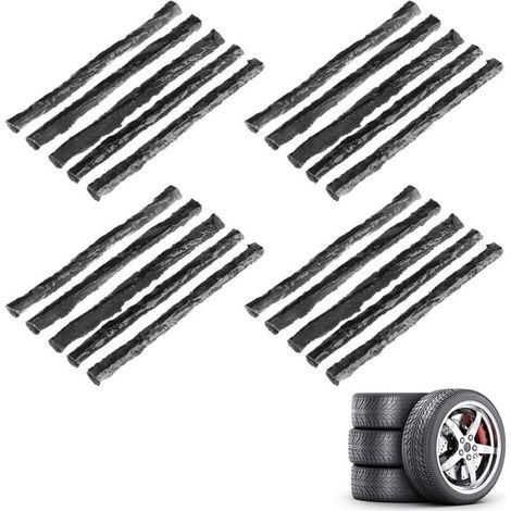 Reifenreparaturset, 20 Reifenreparaturbits, Reparaturstreifen, Autoreifenreparaturset, Tubeless-reifenreparaturset, Reifenreparaturstreifen, Für Auto, Van, Motorrad, Schwarz-rapand