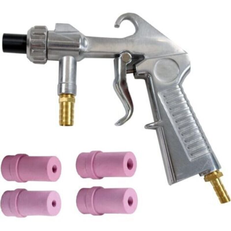 Pistolet De Sablage Pneumatique Sableuse Décapage + 4x Céramique Buse 4/5/6/7mm