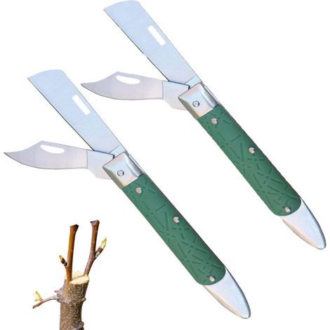 2er-set Klappbares Pfropfmesser, Pfropfmesser, Gartenmesser, Faltbares Pfropfmesser, Doppelklingen-pfropfmesser, Pfropf-gartenmesser, J-pfropfwerkzeug