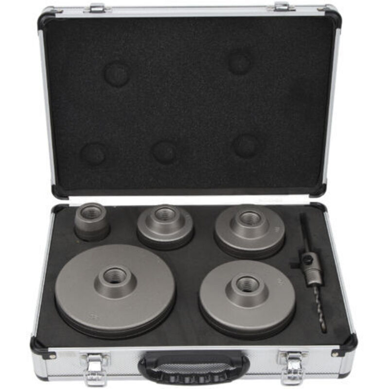 Kit Cloche Embouts Für Beton 6-teilig, Kit Cloche Scie Und Acier Au Carbone 40-125 Mm Mit Boîte De Rangement Für Mur De Ciment, Brique, Sable, Pierre Auto-nivelante