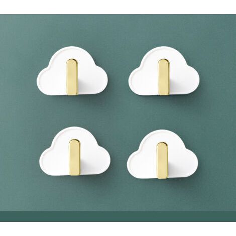 4 Stück Wolken-l-förmige Haken, Nahtloser Stanzwand-klebehaken, Küche, Badezimmer, Badezimmer, Tasche, Schlüssel, Kreativer Haken (weiß)