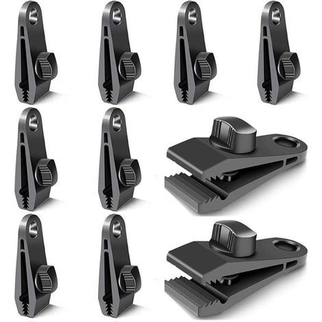 Lot Von 10 Befestigungsclips Für Fahrgeschäfte, Bäche, Befestigungsclips Für Bäche, Zelte, Camping, Soleil, Coupe-vent, Zubehör (schwarz)-
