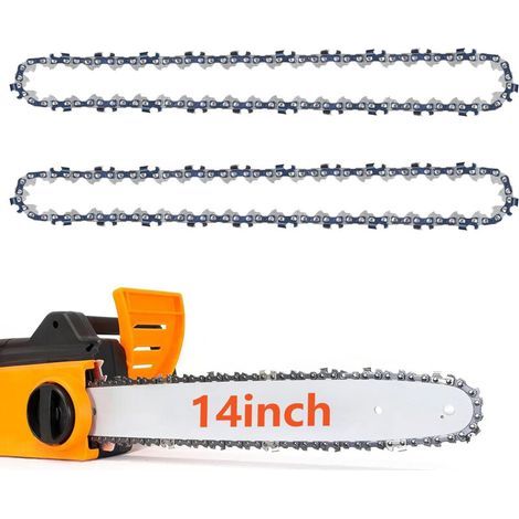 Lot Von 2 Tronçonneuse-ketten 3/8" Lp Für 35 Cm Schiene, Tronçonneuse-kette 14"", 52 Kettenglieder, Kaliber 0,050"" (1,3 Mm), Faible Rebond-kette, Mini-tronçonneuse Aus Stahl