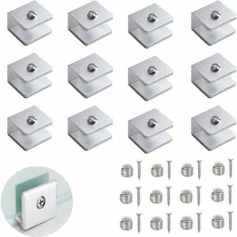 Set Aus 12 Glasklammern, Verstellbarer Glashalter, Glasständerhalter Von 6 Bis 8 Mm, Ständerhalter Aus Aluminium, Praktisch Für Badezimmer Und Balkon