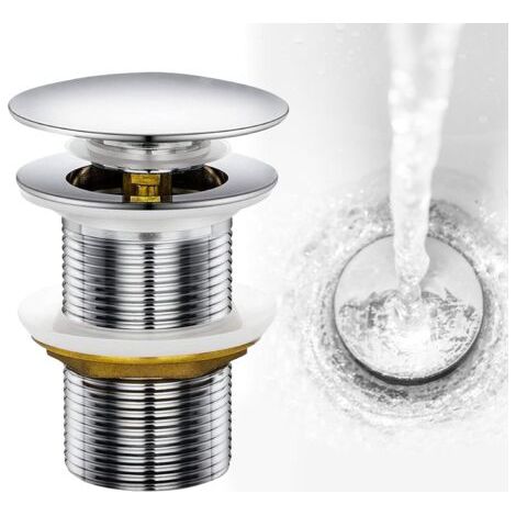 Lavabo Bonde, Bouchon Lavabo Système De Vidage Pop-up Bonde Clic Clac, Vidage Salle De Bain Acier Inoxydable Sans Trop-plein Anti-colmatage Argent Pour Vasque Salle De Bain Avec Universel