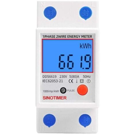 Unter Einphasiger Stromzähler, Mid-zertifiziert, 45 A Max. Modular, Einfacher Tarif, Lcd-display.