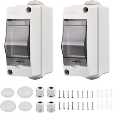 2-teiliger Elektrischer Etanche-kleinkasten, Elektrischer Etanche-außenkasten Ip65, 2 Module, Mit 2 Anschlüssen, Für Eine Außennutzung In Gärten Und Industriestandorten
