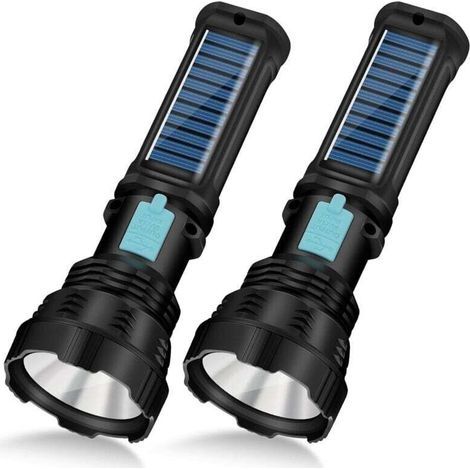 Solar-led-torcia, Tragbar Und Tragbar, Wasserdicht Ip65, 2000 Mah-akku, Ideal Zum Überleben, Für Notfälle Und Für Campingzwecke (2 Stück)