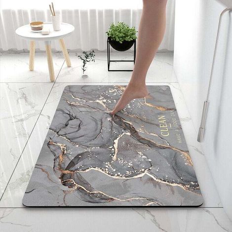 Tapis De Bain Antidérapant, Tapis De Sol Absorbant 60 X 90 Cm Tapis De Douche Doux Et Confortable, Tapis De Bain Diatomit Für La Baignoire, La Cuisine, Salon Und La Salle De Bain, Fumée De Chaux