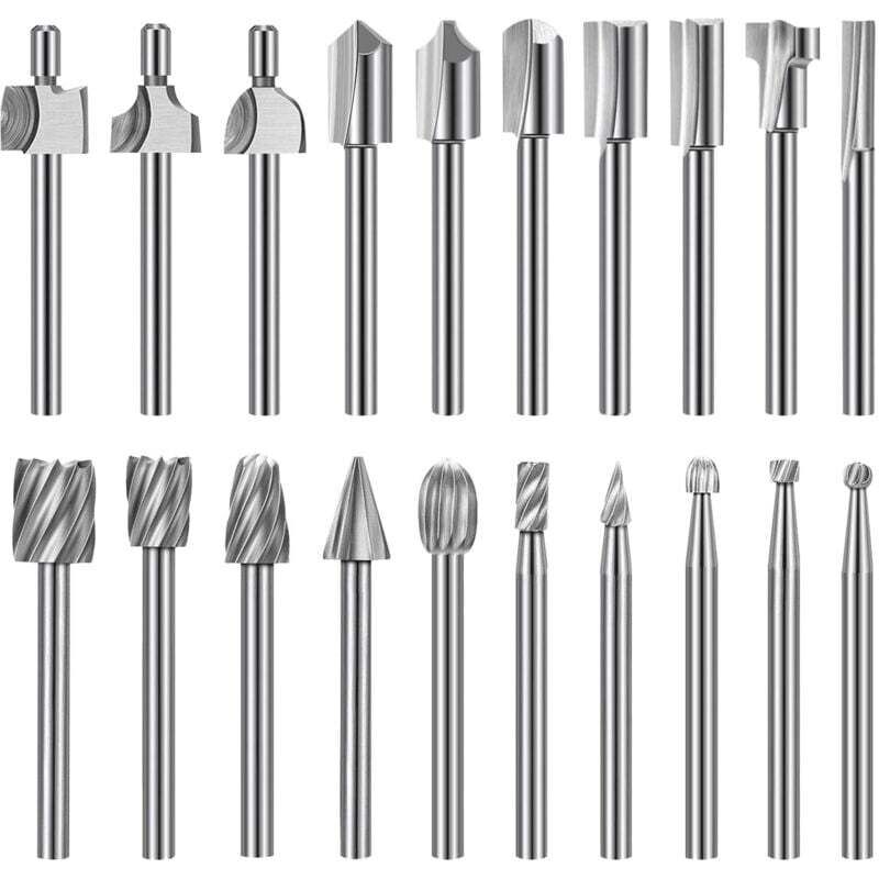 Gravurmaschinen Haute Dureté, 10 Gravurmaschinen Und Hss-vergaser & 10 Große Bohrmaschinen 1/8"(3mm) Für Rotierende Werkzeuge Zum Basteln In Holz, Holzfräsmaschinen, Skulptur,