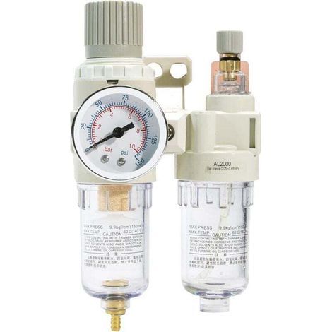 Druckluft-regelventil 1/4" Npt, Schmiermittel, Sicherheits-luftkompressor, Wasser-/wassertrennung Mit Manometer (0-150 Psi), Halbautomatische Spülung, Xxw-unterstützung