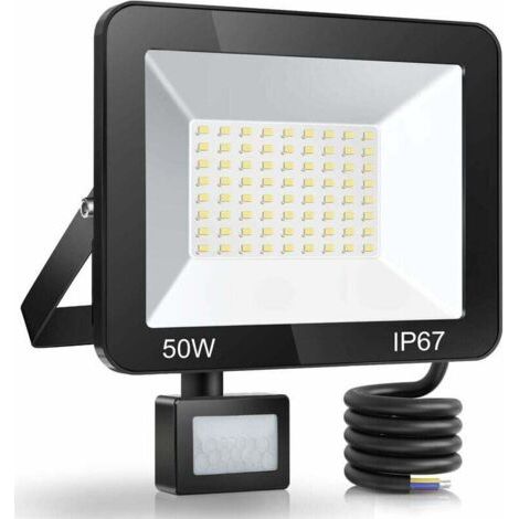 Led-außenprojektor, 50 W, Außenbeleuchtung, Ip67, 5000 Lm, 7000 K, Bewegungsmelder Für Den Außenbereich (garten/terrasse/eingangsbereich)