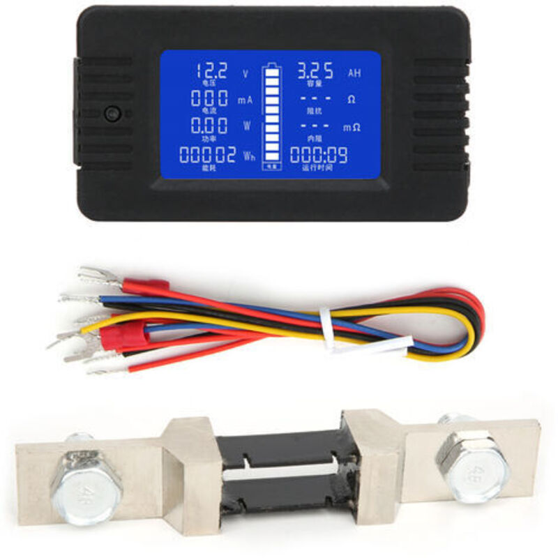 Batterieüberwachung, Multifunktions-batterieüberwachung Mit Lcd-display, 0–200 V, Wattmeter, Analysegerät Zur Spannungsprüfung Der Batteriespannung, Mit Shunt 200 A (mit 200 A Shunt)