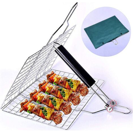 Grillkorb, Edelstahl-grillkorb, Barbecue-grillkorb, Faltbarer Edelstahl-fischkorb Mit Abnehmbarem Griff Für Fisch, Steak, C
