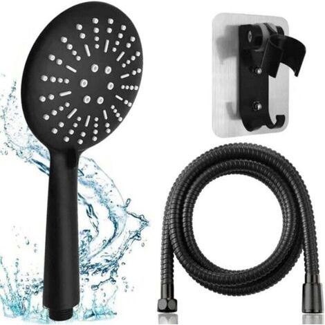 Duschkopf Mit Tuyau Und Halterung, Xu, Dusche Mit Haute-pression-noir, (economie-d'eau-ensemble Mit 3 Düsentypen, 1 Stück, 1,5 Ohne Halterung).