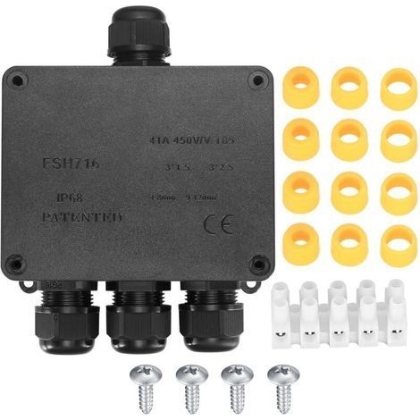 Ableitungskasten Ip68 – 4-wege-kabelanschluss Für Kabel Ø4mm-12mm – Einfache Installation Ohne Werkzeug – Widerstandsfähigkeit Gegen Wasser Für Den Außenbereich