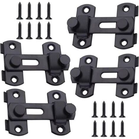 4 Pièces Verrou De Porte Coulissante Interieure, Petite Serrure De Porte Sécurité, Loquet De Porte En Acier Inoxydable, Serrure Porte En Acier Inoxydable Loquet, Pour Fenêtre, Jardin Et Por