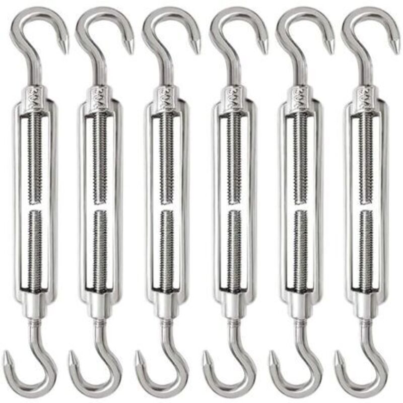 6 Stück Kabelspanner M6 Kabelspanner Aus Edelstahl 304, Verstellbarer Spannschlosshaken Und Haken Für Drahtspanner, Kabel, Stahlseil, Hakenspanner