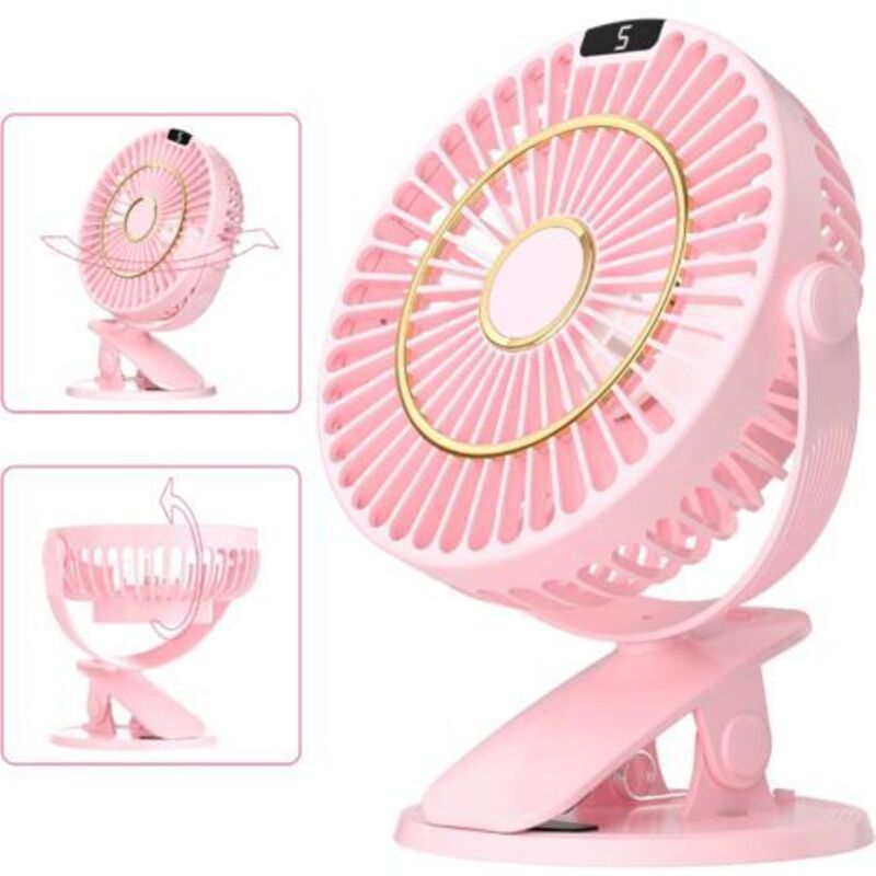 Mini-büroventilator, 5 Minuten, Tragbarer, Leiser Tischventilator, 720°-drehung, Wiederaufladbar Und Lcd-display