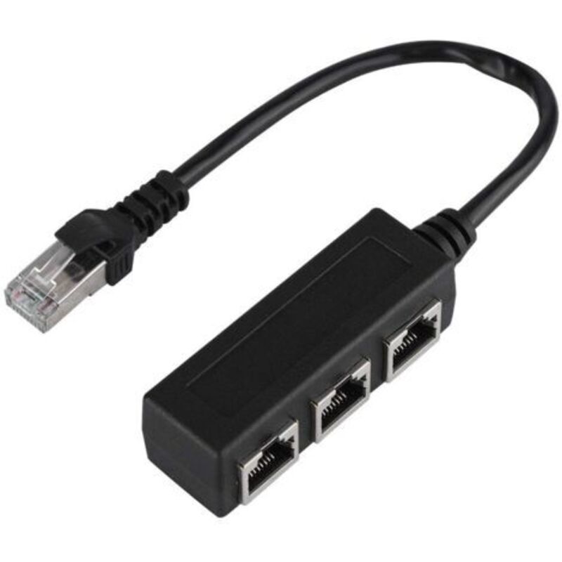 Rj45-stecker Auf 3 Buchsen, Ethernet-verlängerungskabel – 24 Cm Langer Lan-netzwerkadapter – Vergoldeter Kern Für Effiziente Übertragung