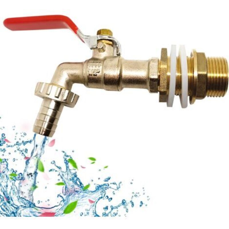 Pr Robinet Cuve 1000l,robinet Recuperateur Eau De Pluie Adaptateur De Cuve 1/2" (13 Mm) Robinet,adaptateur De Vidange Ibc Pour Robinet,robinet En Laiton Pour Ibc (1pcs)