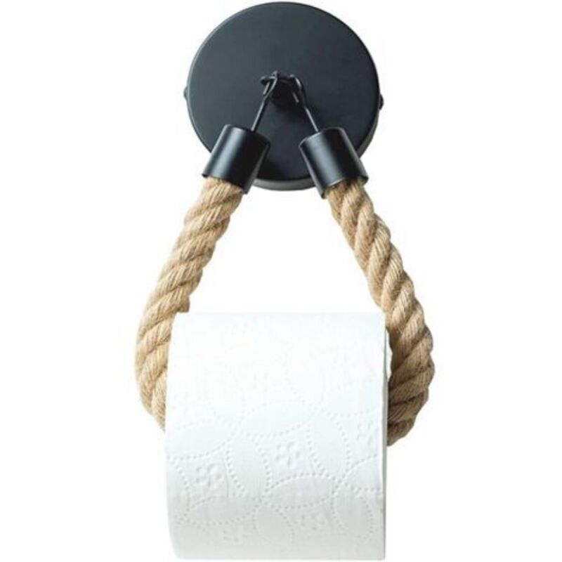 Pr Toilettenpapierhalter, Hanfseil-handtuchhalter Für Bad Und Küche, Badezimmer-papierhalter, Toilettenpapierhalter (schwarz)