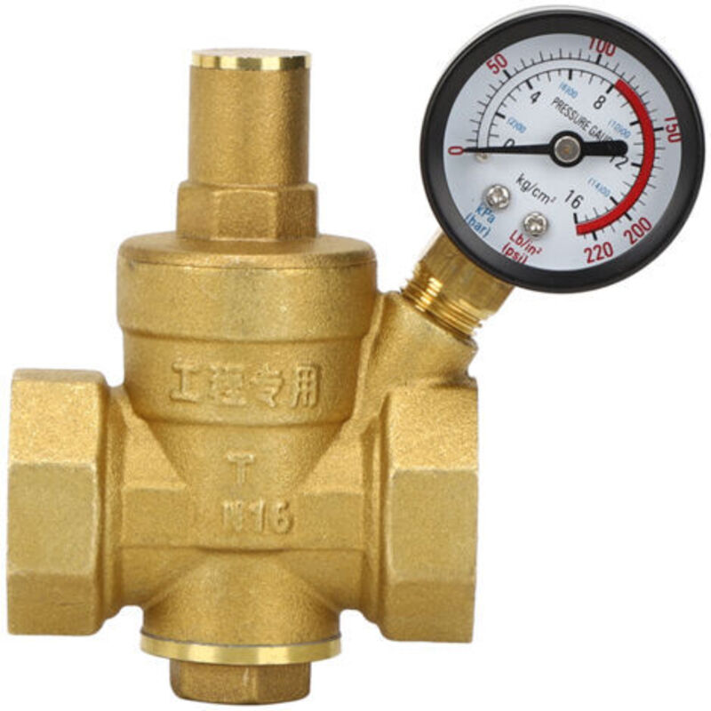 Dn25 Regler Zur Reduzierung Des Wasserdrucks, Einstellbar, Wasserdruckreduzierventil In Laiton + Manometer Zur Wasserdruckreduzierung