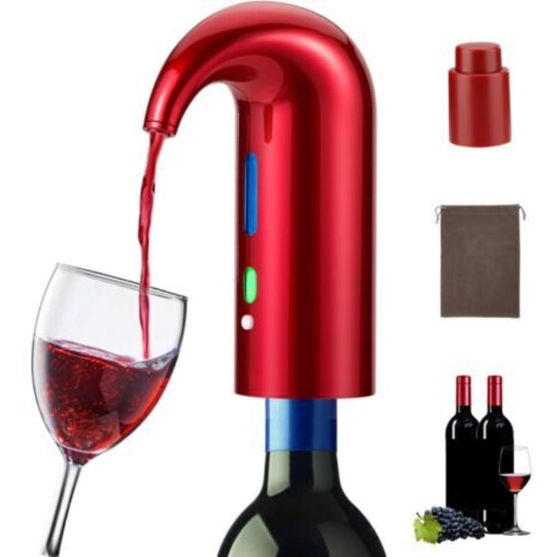 Elektrischer Weinbelüfter, Tragbare Weinkaraffe Auf Knopfdruck, Automatischer, Multiintelligenter Weinfilterverteiler Mit Wiederaufladbarem Usb, Rotes Weinzubehör (rouge)