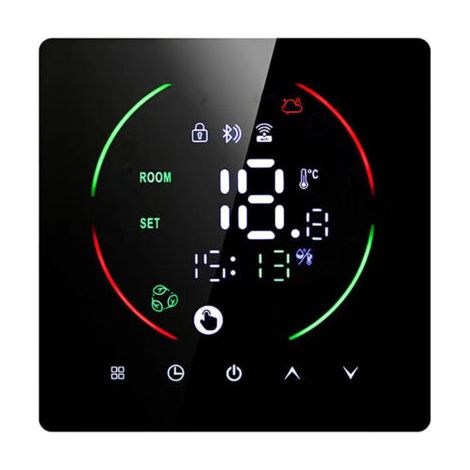 Intelligenter Chauffage-thermostat, Ambiente-thermostat, Elektrischer Chauffage-thermostat, 16 A, Led, Mit Taktilem Ziffernblatt, Schwarz