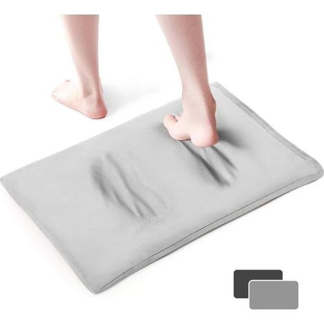 Tapis De Bain De Terre De Diatomées, Tapis De Bain Absorbant Antidérapant, Tapis De Douche De Sol Souples À Séchage Rapide, 50 X 35 Cm, Grau