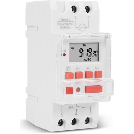 Numerischer Programmierer Für Elektrischen Antrieb 30 A – Lcd-anzeige – Programmierung 16 Zyklen Ein/aus – Din-schiene 35 Mm – Spannung 220–240 V