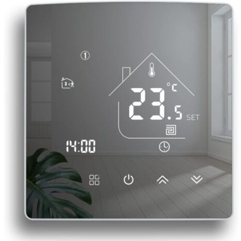 Thermostat Miroir Thermostat De Chauffage Thermostat D'Ambiance Programmierbarer Thermostat Mural Numerique Pour Le Chauffage De L'Eau Chauffage Par Le Sol 3a