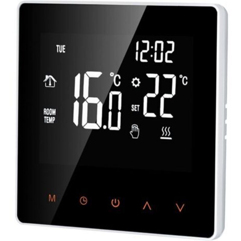 Digitales Temperaturthermostat 16 A – Lcd-display – Tastdisplay – Programmierbar – Für Zuhause, Schule, Büro, Hotel, Weiß