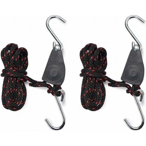 Sangles Cliquet 1/4 Pouces Rope Ratchet For Lamp De Coissance 2 Pieces Corde De Crochet Reglable Epaisseur De La Corde 6mm Roue In Metal Intégrée 2,4m Corde