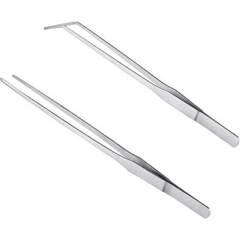 2 Pinzetten Aus Edelstahl, 27 Cm Lang, Gerade/gebogen, Mit Präzisionsgezahntem Ende Für Aquascaping, Gartenarbeit, Kochen, Industriearbeiten