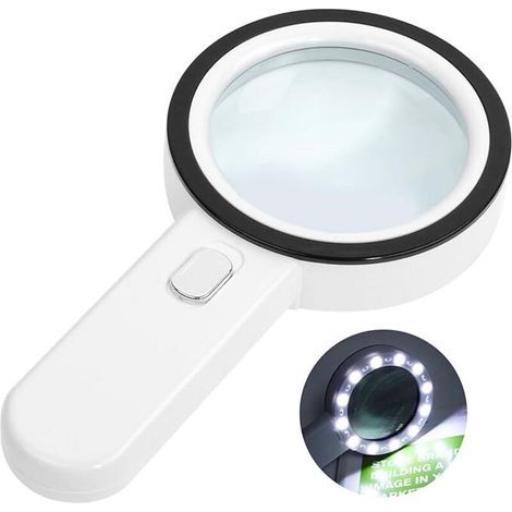 1 Stück Leselupe, 30-fache Lupe Mit 12 Led-leuchten, Große Hauptlupe, Elektronische Lupe Für Vorlesungen, Schmuck, Senioren, Sehbehinderte, Beobachtung Und Manuelle Manuelle Arbeit