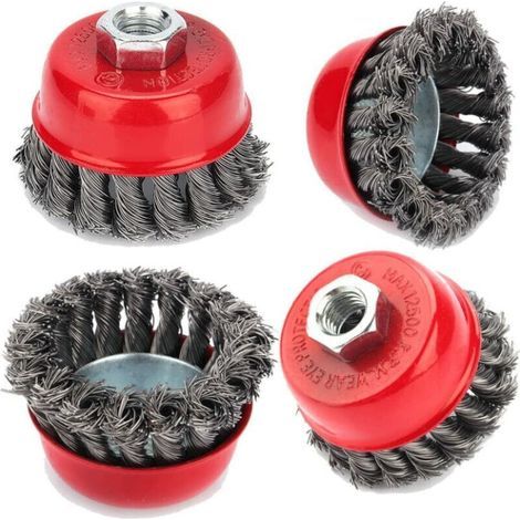 Metall-nettoyage-brosche, 4 Stück Metall-treillis-metall-m14-torsadé-brosche, 75 Mm, Zur Vermeidung Von Korrosionsschäden An Der Lackierung