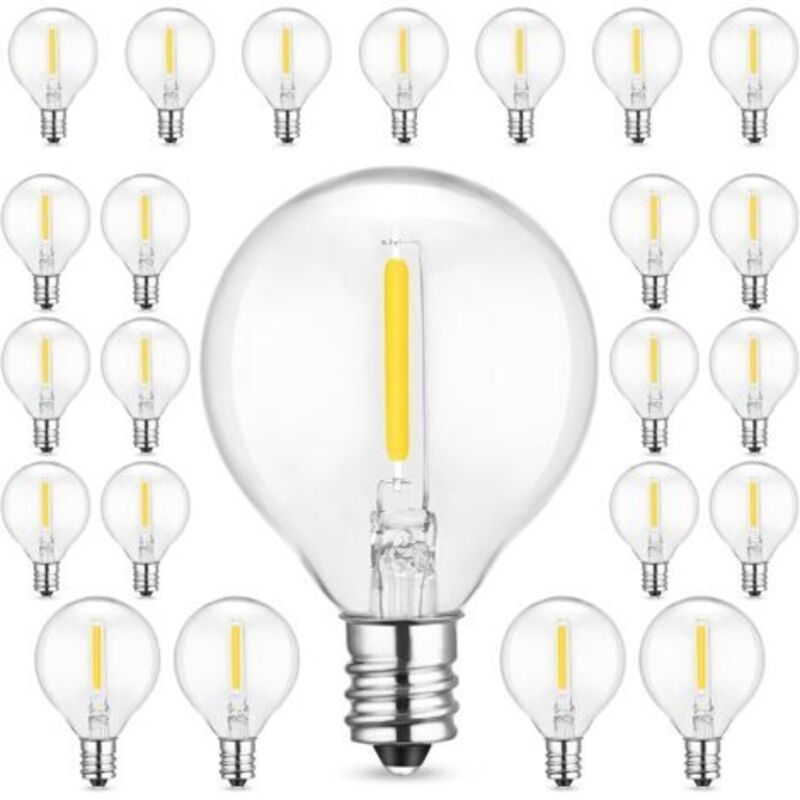 Ersatzampullen G40, 25 Stück E12 Ampullen Im Glas Ampullen Globe G40 7w Globe Ampoule Extérieure, Wasserbeständig, Ip44, Weiße Farbe Für Das Fest Im Haus [energieklasse F]