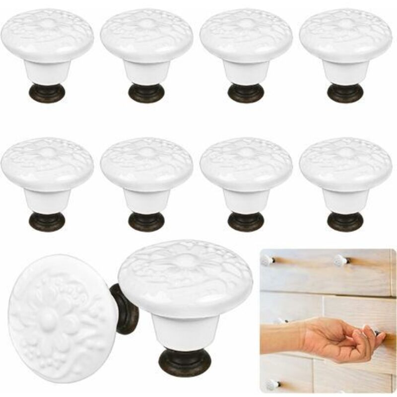 Keramik-möbelknöpfe Mit Vintage-blumenmuster – Set Mit 12 Knöpfen 34 X 32 Mm Mit M4-schrauben – Für Moderne Türen Und Schubladen