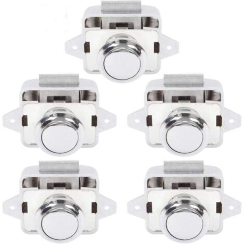 Pr Bouton Poussoir Camping Car - Serrure Loquet Porte Fermeture Placard Bouton Pour Rv Caravane De Moteur 5 Pièces Argent