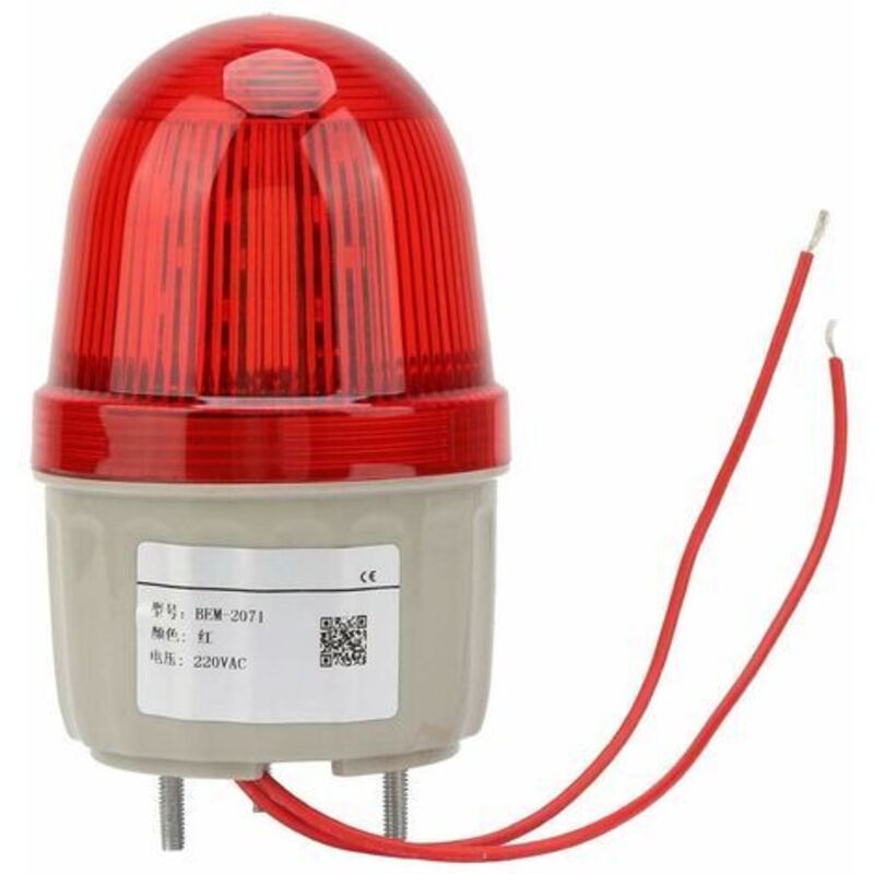 Led-blitzsignalleuchte 220v Ac – 3w Rot Blinkend – Dreieckige Bolzenbefestigung – Durchmesser 75mm Für Werkstätten Und Baustellen