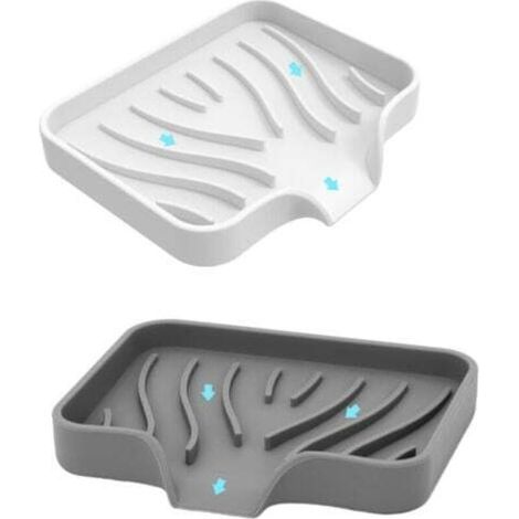 2-teilige Reise-seifenschale, Silikon-duschseifenschale Mit Abfluss Und Rutschfestem Design Für Badezimmer Und Küche (weiß Und Grau)
