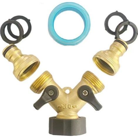 Robinet Doppelwaschmaschine, 2-wege-y-verteiler, Adapter Für 3/4-zoll- Und 1/2-zoll-anschluss, Anschluss Und Y-anschluss Mit 2 Hebeln Für Den Anschluss Von 2 Geräten