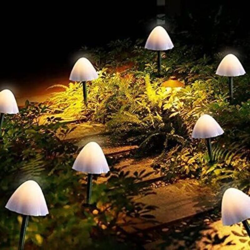 Pr Solarleuchten Für Den Außenbereich, Garten, 12 Stück, Led-wegeleuchten In Pilzform, Solarbetriebene Lichterketten Für Den Außenbereich, Wasserdicht, Landschaftsbeleuchtung, Dekoration