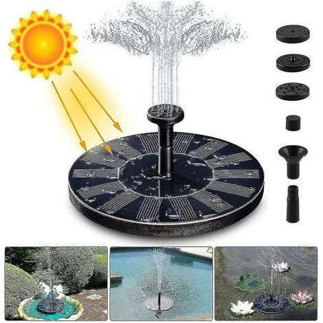 Fontaine Solaire, Pompe Solaire Für Bassin Von 1,4 W Mit 4 Effekten Pompe In Wasser Von Maximal 70 Cm Pompe De Fontaine Flottante Solaire