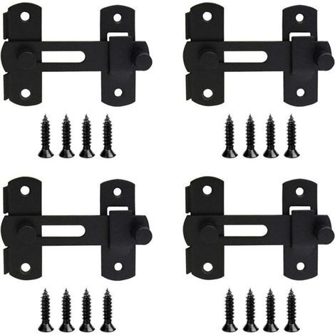 Set Mit 4 Edelstahlschlössern, Türriegel, Schwarzes Schiebeschloss Mit Schrauben Für Weinkeller-vitrinentür –